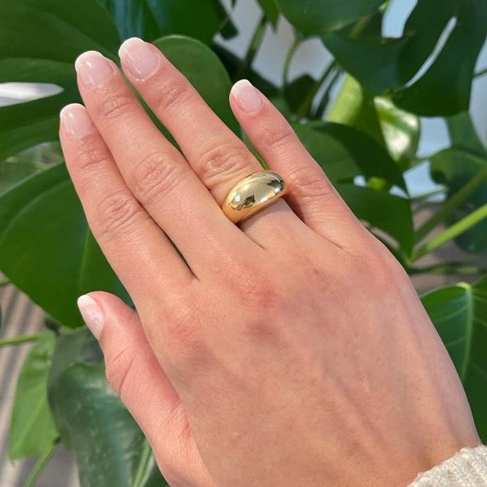 Size 9 Womens Gold Plated Dome Ring Jewelry Retro Smooth Surface - Picture 5 of 12